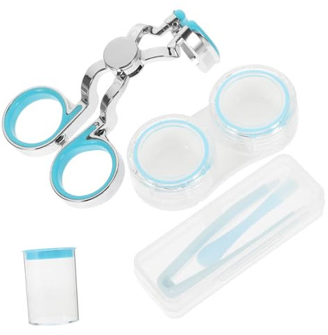 Vaguelly Kit De Herramienta Para Quitar Contactos y Aplicador De Lentes De Contacto 1 Set Compacto Azul Pinzas y Varilla De Lente Reemplazable Práctico Para Viajes y Cuidado Seguro