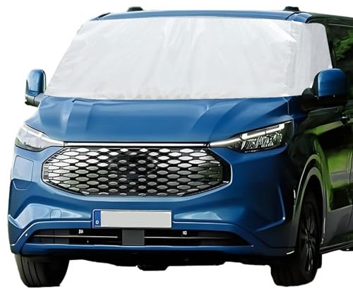 Externe Thermo Scheibenabdeckung für Ford Transit Custom 2012-2022, Auto Windschutzscheiben Abdeckung Ersatz, Silber Wrap Windschutzscheibenabdeckung, Wetterfeste Frontscheibe Wrap Cover