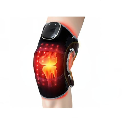 Ginocchiera per terapia a luce rossa con riscaldamento e massaggio - 96 LED 660nm,850nm,6 modalità di luce e 5 di massaggio,ricaricabile,fascia regolabile alleviare il dolore a ginocchio/gomito/spalla