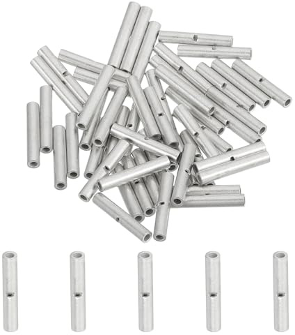 sourcing map 50 Pcs Non Insulated Butt Connectors 26-22AWG Tinned Copper Wire Connector BN0.5 for Electrical Wire Crimp Ferrule Terminals