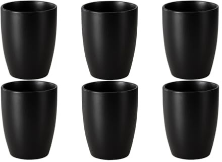 Home4You Kaffeetasse 6er Set - 340 ml - Steingut - Schwarz Matt - Kaffeebecher Teetasse