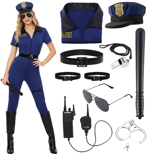Maryparty Police Costume Women Police Officer Fancy Dress for Halloween Party (XXL)
