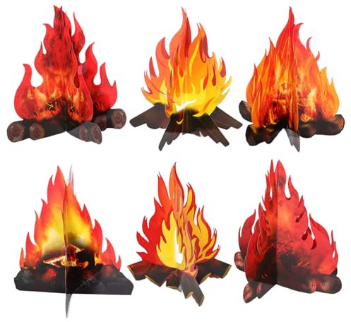 SWOOMEY 6piezas Decoración De Fogata Accesorios De Paisajismo para Halloween Fogata Falsa De Cartón Centro De Mesa De Fuego para Fiestas Decoración De Chimenea Interior
