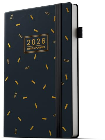 TDOLISSTE - Kalender 2026 Wochenplaner A5 Terminplaner für Lehrer, Schüler, Büro, Mehrsprachiges 1 Woche 2 Seiten, Januar 2026 - Dezember 2026 (Schwarz)