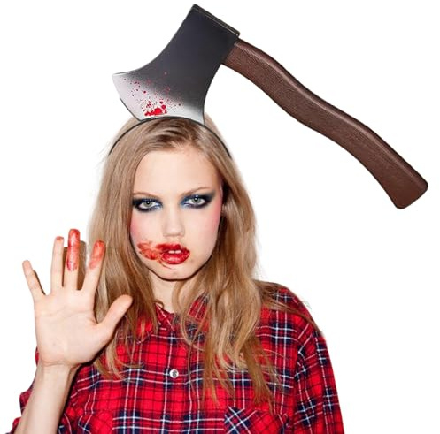 Halloween Haarschmuck, Axt Haarreif mit Blut Halloween, Horror messer Haarreif, Kopfschmuck Blutige Axt im Kopf, Damen Herren & Kinder für Halloween Karneval Masquerade Cosplay Zombie Kostüm Zubehör