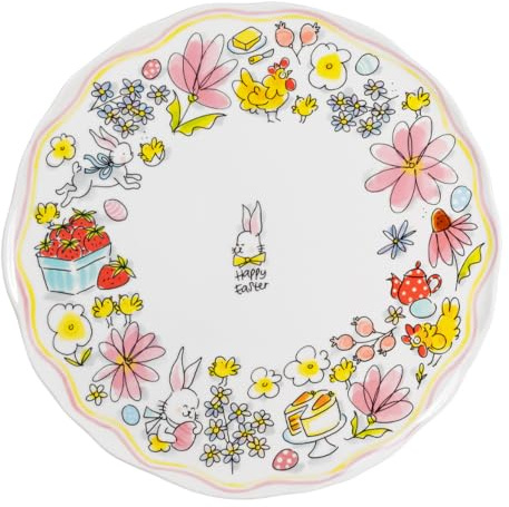 Blond Amsterdam Teller Happy Easter Wellenrand, 31cm | Keramik, Osterdesign, Für Brunch & Frühstück, Mikrowellengeeignet, Handwäsche empfohlen