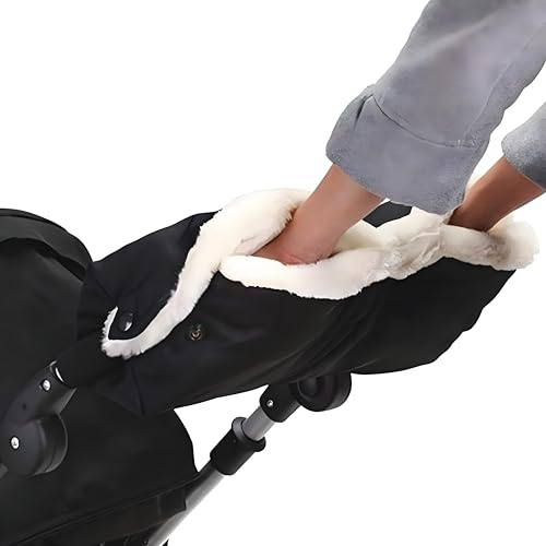 Handwärmer Kinderwagen,Wasserdichter Winddicht Warme mit Flanell Stroller Handschuhe,Kinderwagenschaukler Winter Zubehör,Universalgröße Buggy Handmuff,Schön Warm,für Kinderwagen Buggys Fahrradanhänger