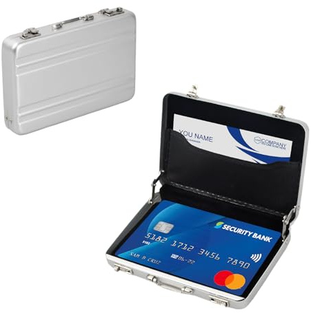 Mini Maletín de Aluminio para Tarjetas, Caja para Tarjetas de Visita Portátil, Maletín de Dinero de Metal con Cierre a Presión, Maletín Estuche Creativa para Dinero, Regalos Creativos (Plata)