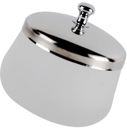 LRXIYODE Manicure Glass Cup Nail Varnish Washing Cup 5.25X5.25X5.00Cm Frosted Crystal Glass with Stainless Steel Lid Easy Storage and Nail Polish Remover