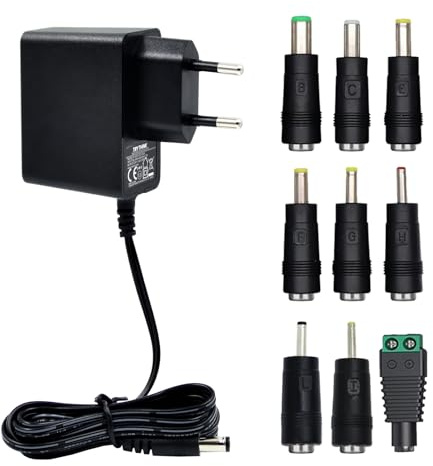 netzteil 5v 1a Stecker 5,5 mm x 2,1 mm,ac/dc Adapter 100-240v 50-60hz,Netzteil 5V 1A mit 9 DC Stecker,für led Lichterkette, Router, lautsprechern, Kameras