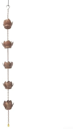 Outdoor Metall Regenkette mit Lotusbecher Design für funktionelle Wasserkanalisierung und ästhetische Aufwertung von Regenrinnen