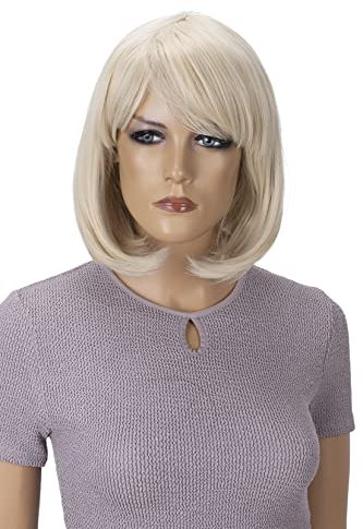CAISHA Perücke Bob Kurzhaar Cosplay Theater Show Hitzebeständig Synthetik Glatt Platinblond SH032k