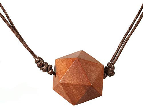 Island Piercings Halskette Anhänger aus Holz Ikosaeder Würfel längenverstellbar N309