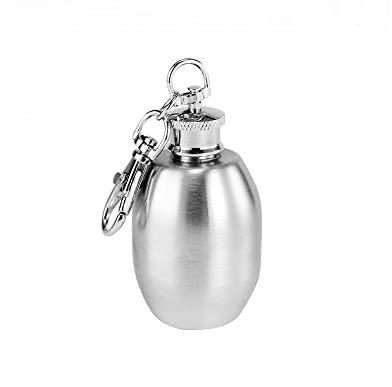iSavage 1.5oz Hip Flask 18/8 Stainless Steel Drum Shaped Mini Design with Ring-YM145