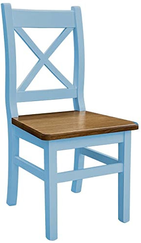 k koma Blau Holzstuhl Kreuzstuhl MASSIV Kiefer Holz -NEU Landhausstil MASSIVHOLZ (Eiche)