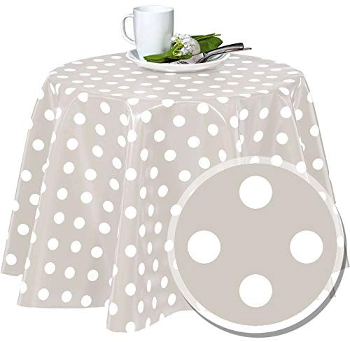Melody tischdecke wachs 260 x 140 cm eckig Punkte Taupe #1150-07