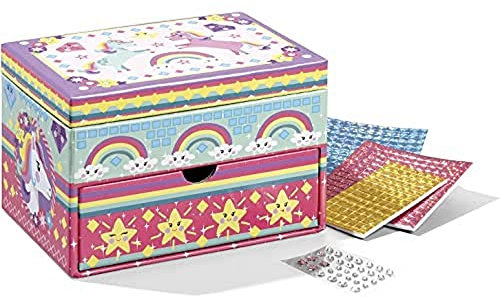 Totum Unicorn Mosaik Box Bastelset Schmuckkästchen im Einhorn Design mit Mosaiksteinen bekleben 071544 Mehrfarbig H: 10,00 cm L: 15,00 cm B: 10,00 cm