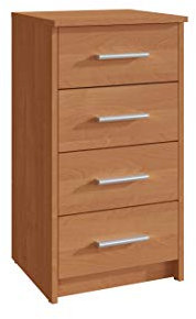 MATKAM Kommode Bodo 4S mit Vier Schubladen, H/B/T 75 x 40 x 35 cm, Griffe in Metall-Optik, Führungsschienen aus Metall (Erle)