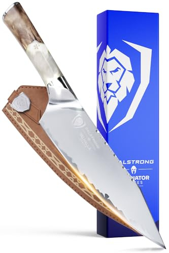DALSTRONG Chef Knife - 8 - Valhalla Series - 9CR18MOV HC Steel - White Resin & Wood Handle - w/Leather Sheath