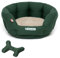 Doctor Bark - Hundebett rund - kuscheliger Hundekorb für größere Hunde mit orthopädischem Wendekissen und Toy-Bone - Waschbar bis 95°C - Made in Germany (L - 60x50 cm, Grün/Beige)