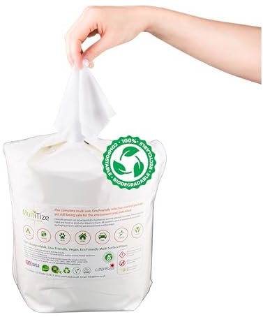 MultiTize Antibacterial Hand Sanitiser & Surface Wipes, Screen and Floor Wipes or a General Surface Cleaner.100% Biodegradable, 500 Refills Per Pack (Pack of 1)