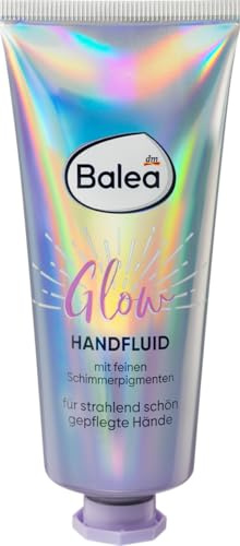 Balea Handfluid Glow zarter Schimmer mit Panthenol & Aprikosenkernöl, 75 ml | pflegt die Hände seidig-zart, schenkt zauberhaften Glow & ein strahlend-schönes Hautgefühl, Handpflege ohne Mikroplastik