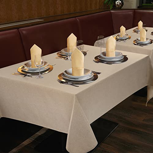 Yrendenge Leinenoptik Tischdecke Wasserabweisend Tischtuch Abwaschbar Tischwäsche, Fleckschutz Leinen Optik Tischdecken, Lotuseffekt Tischdecke, Pflegeleicht Leinendecke Beige, 140x200 cm