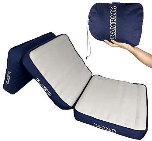 Kampair Abnehmbare, dreifach faltbare Isomatte für Camping, ultradicke 14 cm Luftmatratze, schnell aufblasbar, Reißverschluss-Design zum Abnehmen, maschinenwaschbar, Familienunterlage für Camping und