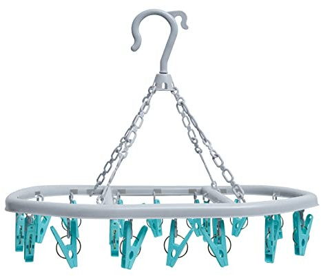 Sock Hangers for Drying with 20 Pegs | Sock Hanger for Washing Line Quick & Efficient Washing Octopus | Clothes Drying Hanger with Clips for Shoe Insoles Underwear Bras Baby Clothes | Peg Airer Dryer
