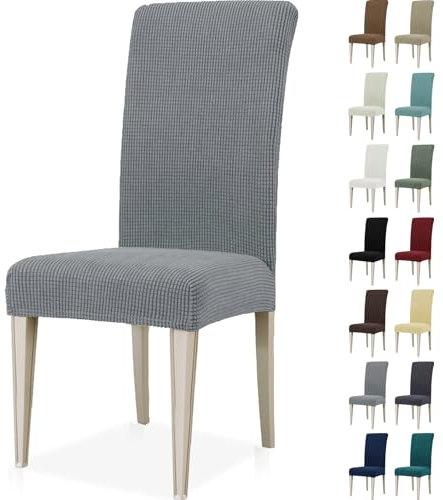 Ystyle Stretch Stuhlhussen 6er Set, Stuhlbezug Elastisch Abnehmbarer Waschbarer, Universal Hussen Für Stühle, Stuhlbezüge Chair Cover Für Hotel Bankett Küche Restaurant Hochzeit Party, Hellgrau