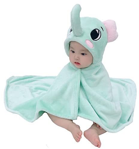 Doladola Baby Decke Babys Tier Design，Flanell Kinder Decke Kapuzenhandtuch für Mädchen und Jungen，Baby Kapuze ​Badeponcho Kinder Warm（Elefant）