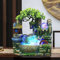 Zimmerbrunnen mit LED, Zimmerbrunnen Wasserfall mit Beleuchtung Desktop, Tischbrunnen mit Nebel Befeuchtung, Pflanze Ornament für Schlafzimmer Arbeitszimmer Büro, 30 x 20 x 36cm Grün