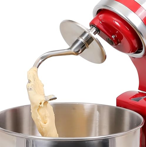 FavorKit Gancio per impasto in acciaio inox per KitchenAid Tilt-head e mixer da 4,5-5 qt, lavabile in lavastoviglie, ricambio per impastare in metallo lucido