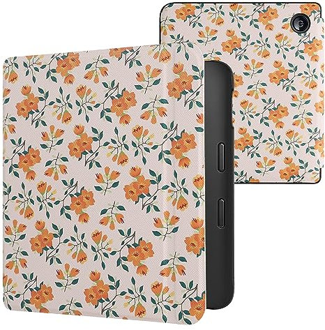 kwmobile Étui Compatible avec Kobo Libra 2 Coque - Étui à Rabat magnétique Tablette eReader Similicuir - Jaune-Vert-Beige