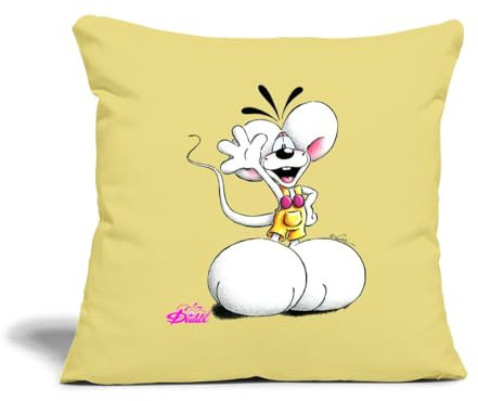 Spreadshirt Diddl Diddlmaus Coole Pose Winkt Lächelnd Kissenbezug 45 x 45 cm, One Size, Hellgelb
