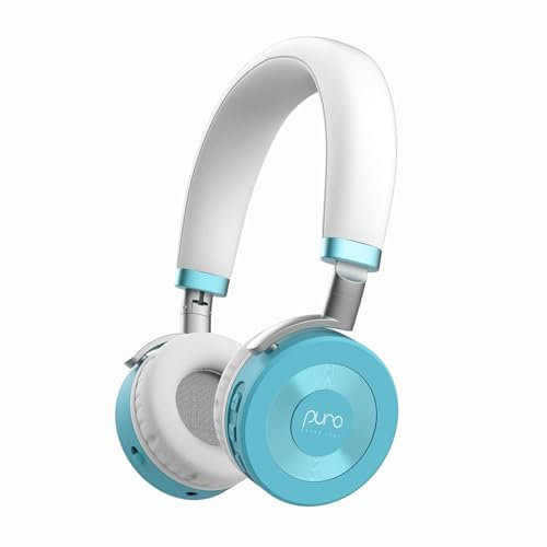 Puro Sound Labs JuniorJam Plus Lautstärkebegrenzende Kopfhörer für Kinder, sicherer Audio-Schutz für Gehör - Einstellbare Bluetooth-Kopfhörer für Tablets, Smartphones, PCs (Turkis)