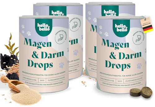 HELLOBELLO Kaltgepresste Magen-Darm Drops für Hunde 4x350g Soft Mit Bierhefe, 37% Lamm & Meeresalge - Gras Und Kotfresser Drops, Gegen Sodbrennen, Magenschutz