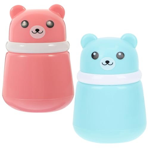 VINTORKY 2stücke Puderquaste Box Mit Niedlichem Bärenmotiv Hochwertiger Schwamm Und Langlebig Puderbehälter Für Junge Mädchen Tragbar Und Hautfreundlich Puder Aufbewahrungsbox Für Neugebore