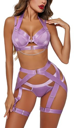 Avidlove Body Intimo da Donna Reggiseno Push Up Lingerie Sexy Lingerie Regolabile Lingerie Curvy Viola L