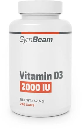 GymBeam Vitamin D3 2000 IU - Nahrungsergänzungsmittel, unterstützt Immunsystem, Knochengesundheit & Zellteilung, fördert die Aufnahme von Phosphor und Kalzium, gesunder Zähne (240 caps)
