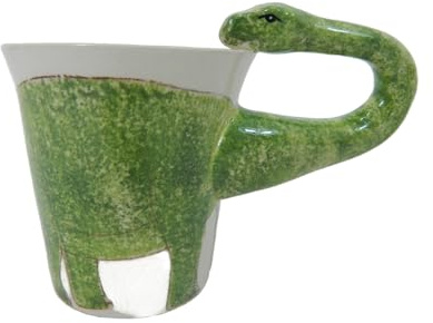 Handmade Ceramic Animal Mug, Diplodocus Design - Unique, Hand-Painted Coffee Cup with Fun 3D Handle - Durable & Dishwasher Safe - Cute Autumn Mugs, Ideal Christmas & Birthday Gift for Animal Lovers