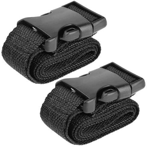 100cm Koffergurt Kofferband rutschfest Einstellbare Kofferbänder Schwarz Nylon Gurtband Verstellbare Schnallen Lang Koffer Gepäckgurte Kofferband für Koffer Rucksack Reisezubehör(2 PCS)
