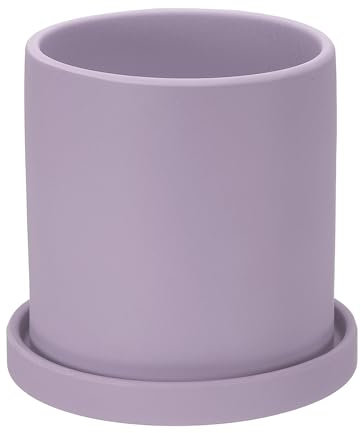 PATIKIL 5 Inch Ceramic Plant Pots, Modern Flower Planters with Drainage Holes and Tray for Decorate Home Indoor Plants Succulent Herb, Purple
