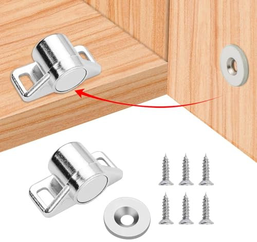 2 Stück Schranktür-Magnetriegel, Mit 6 Stück Schrauben, Magnetische Türschnalle, Schrankhaken, Magnetische Schranktürschnalle, Schranktürmagnet, Magnetischer Türstopper