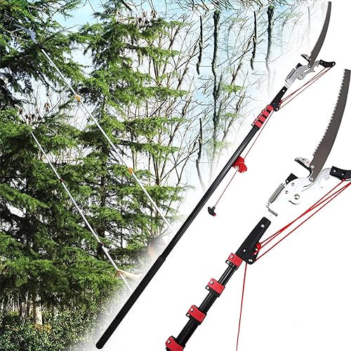 Telescopic Tree Pruners, Professional Telescopic Pole Saws Height Extendable Pruning Saw Gardening Branch Saw Loppers Cutter, Extendable Tree Pruner for Trimming Branches and Leaves 5m/16.4ft