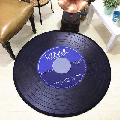 HAHII Teppich rund Album Blau 120CM Waschbarer Rutschfester Innenteppich, geeignet für Wohnzimmer, Schlafzimmer, Kinderspielzimmer