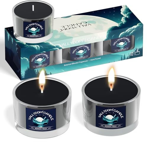 VALLYDOM Scented Candle Gift Set, 3 Votive Candles Gifts for Women, Black Candles for Men, Lavender Candle Gift for Sleep