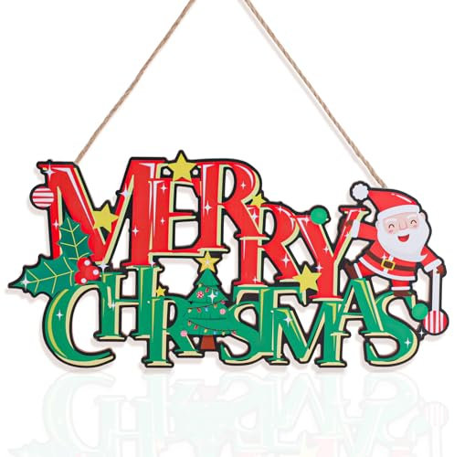 Cartello di Buon Natale, Decorazioni Natalizie in Legno Alberi di Natale Babbo Natale Decorazioni Natalizie per la Stanza Cartelli Natalizi Appesi