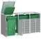Azzrora Conteneur pour 3 poubelles Cache Poubelle Box pour Poubelle Extérieur Abri de Poubelle Enveloppement pour Poubelle Vérrouillable-Gris-pour 3 Poubelles