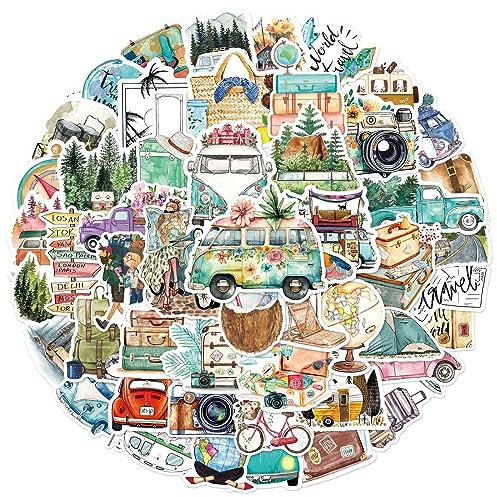 Reiseaufkleber 50 stück Reisen Laptop Aufkleber Kawaii Graffiti Decal Vinyl Sticker Scrapbook-Aufkleber-Zubehör Dekoration für Laptop Gepäck Skateboard Auto Fahrrad Handyhülle